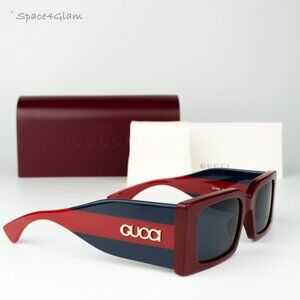 Gucci Women Sunglasses Burgundy Blue Rectangular GG1860S 003 BRAND NEW